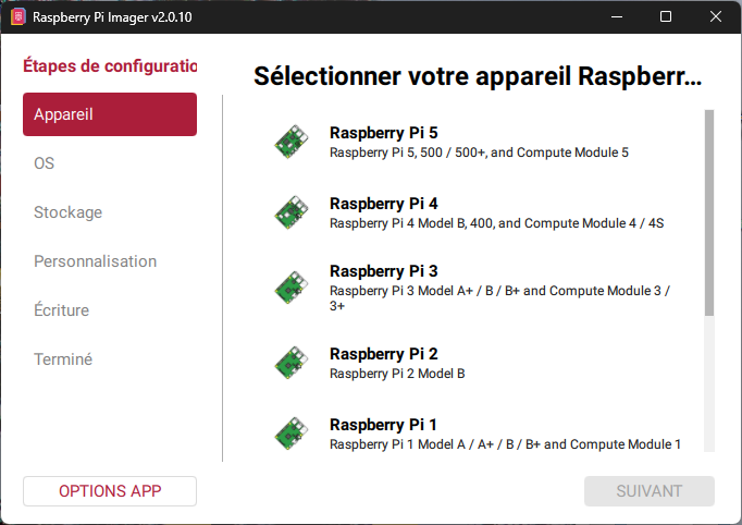 Choix du modèle Raspberry Pi